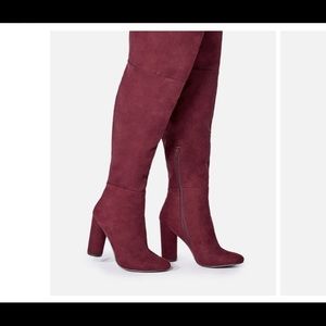 Faux suede burgundy knee boots (Brand New) 👢